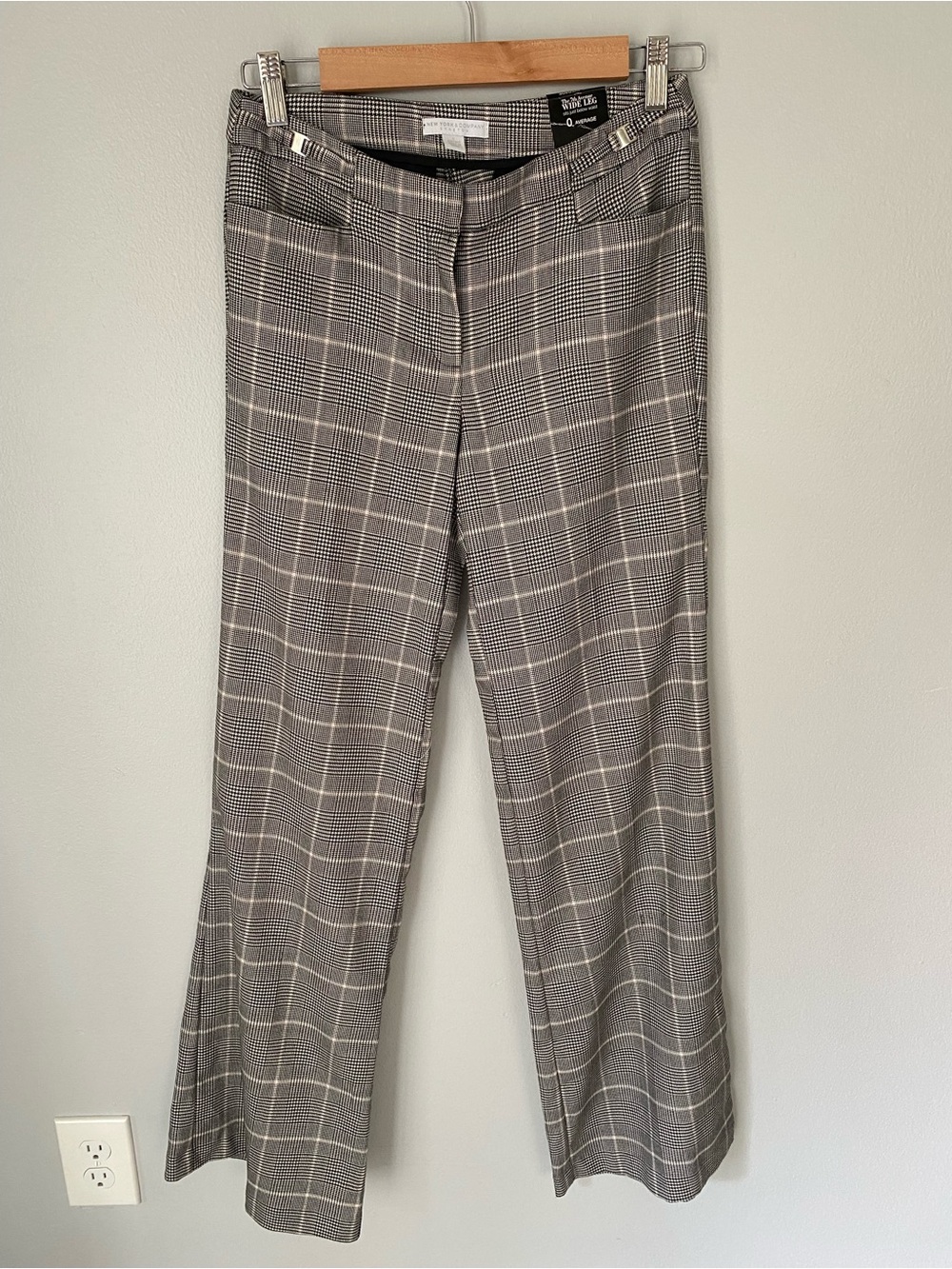 New York & Company Black and White Glen Plaid Wide Leg Pants